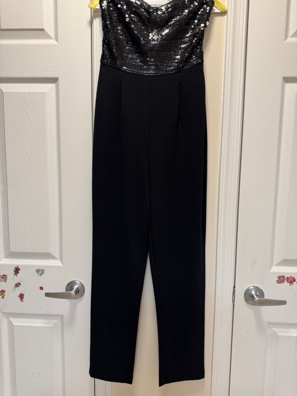 Express Black Strapless Sequin Bodice Jumpsuit